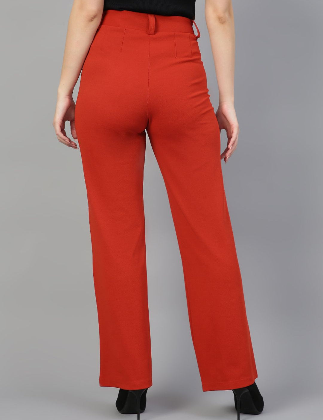 Kotty Women Pack Of 2 Relaxed Straight Leg Fit High-Rise Easy Wash Trousers