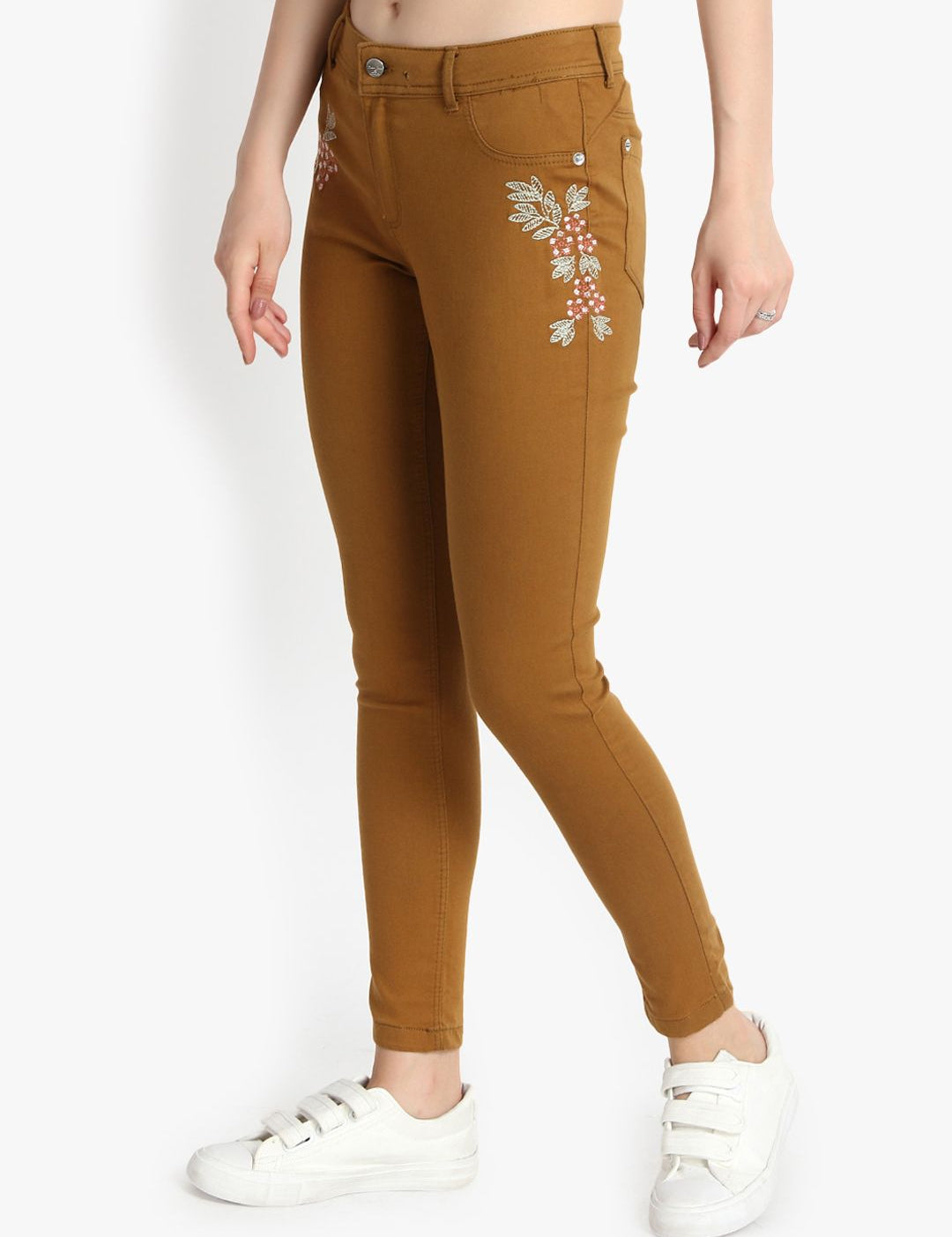 Kotty Women Brown Skinny Fit High-Rise Clean Look Jeans