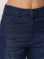 Kotty Women Navy Blue Jean Bootcut High-Rise Light Fade Stretchable Jeans