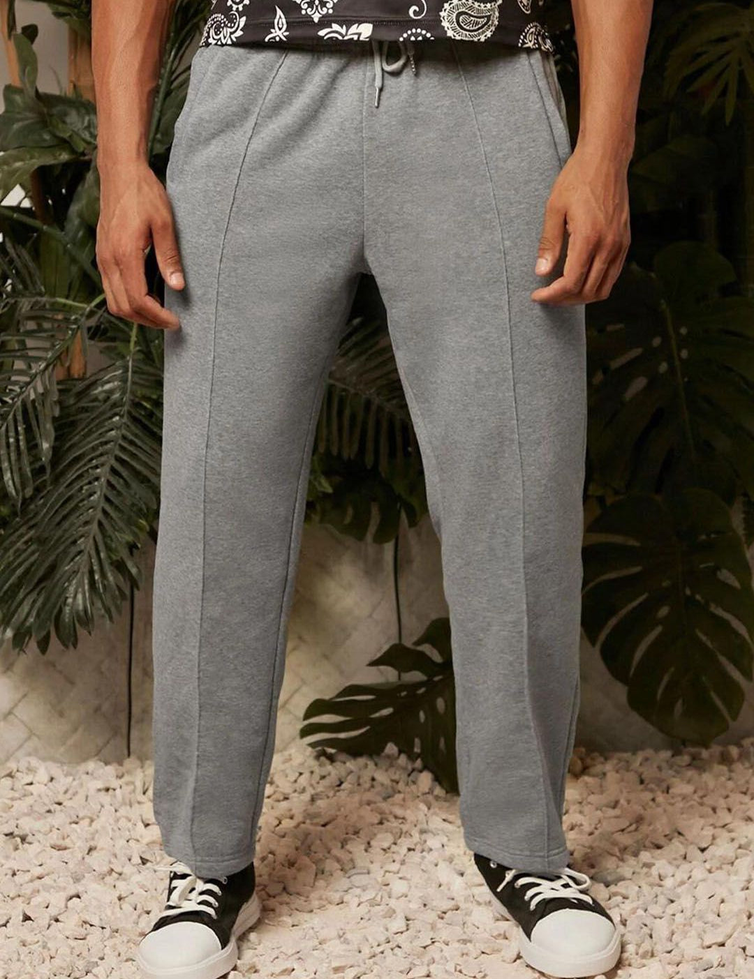 Kotty Men Grey Solid Mid-Rise Track Cotton Pants