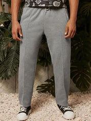 Kotty Men Grey Solid Mid-Rise Track Cotton Pants