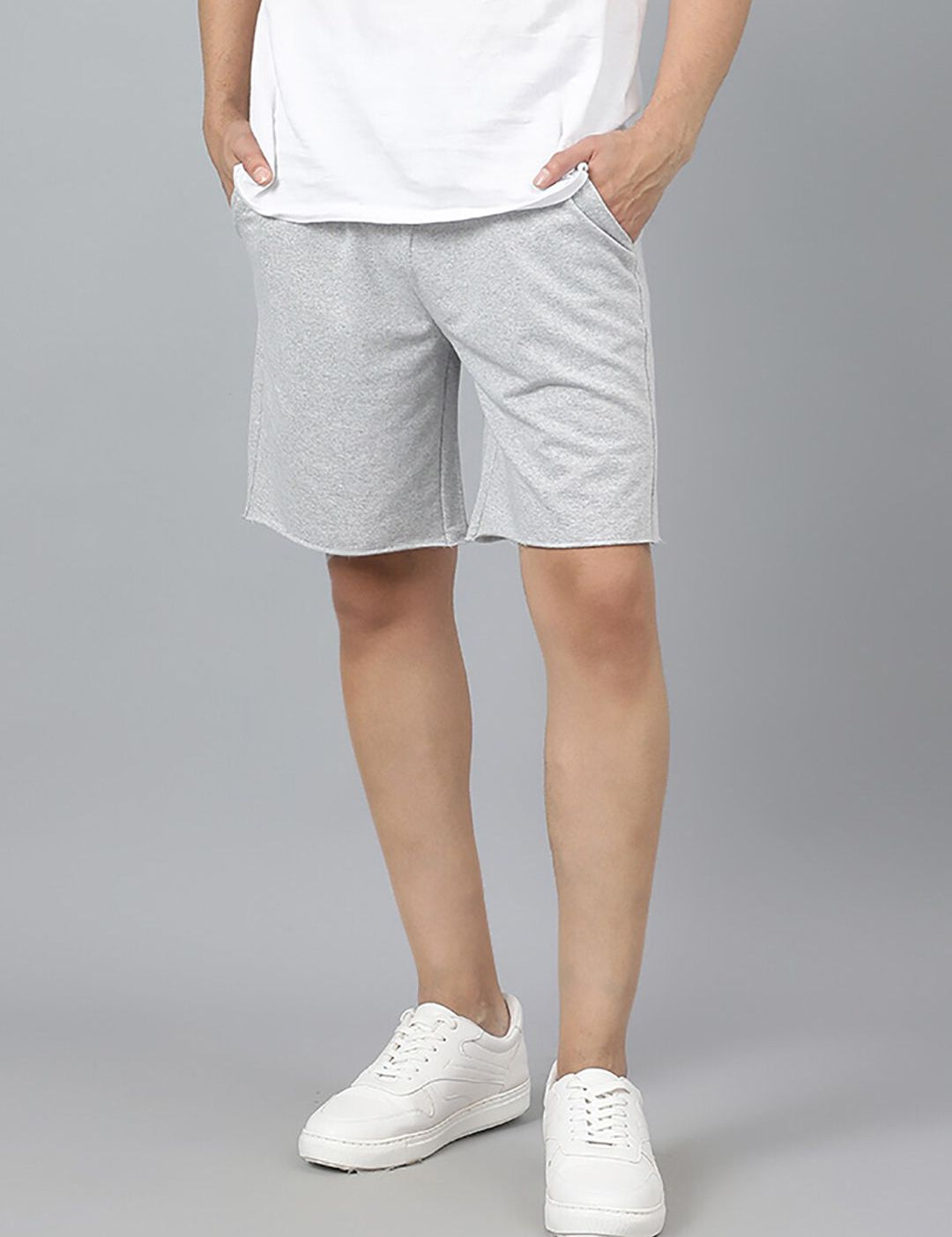 Kotty Men Grey Mid-Rise Regular Shorts