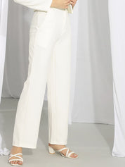 KOTTY Basics Women Relaxed Straight Leg Straight Fit High Rise Easy Wash Trousers