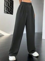 Kotty Women Grey Relaxed Straight Leg Straight Fit High-Rise Trousers