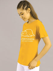 Kotty Women Yellow Printed Round Neck T-shirt