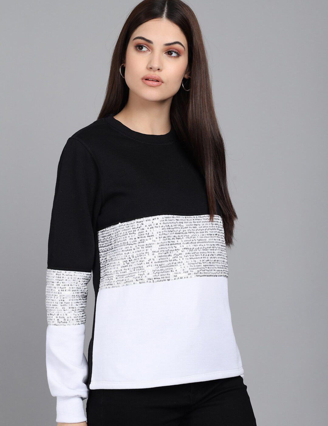 Kotty Women Black Colourblocked Sweatshirt