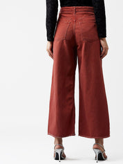 Kotty Women Maroon Flared High-Rise Clean Look Jeans
