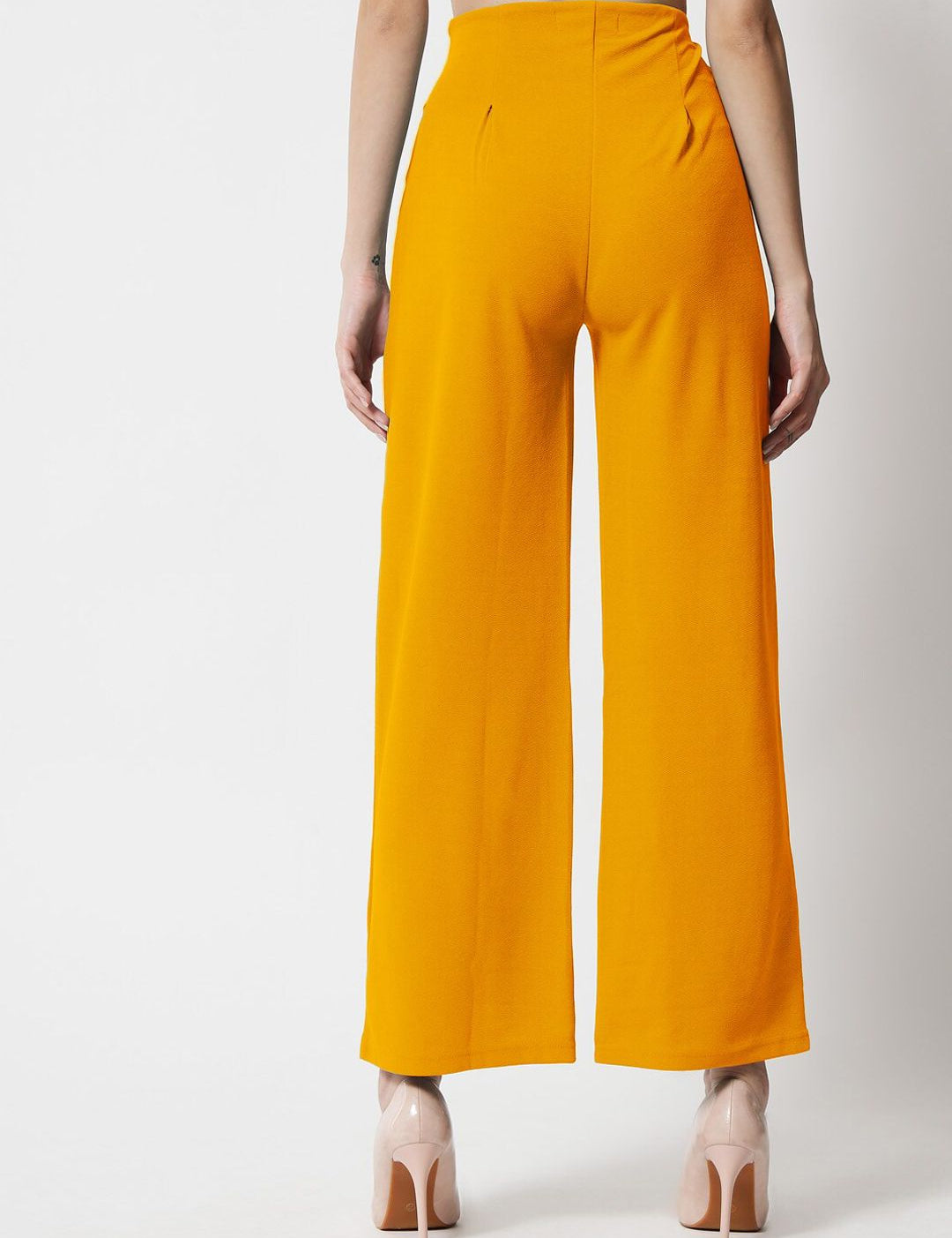 Kotty Women Yellow Relaxed Straight Fit High-Rise Easy Wash Trousers