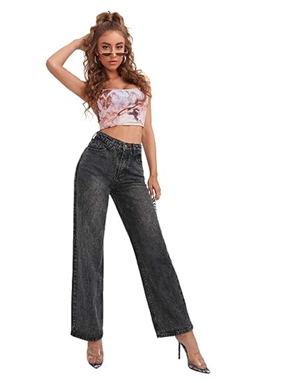 KOTTY Women's Straight fit grey color denim jeans