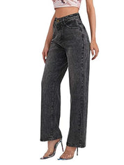 KOTTY Women's Straight fit grey color denim jeans