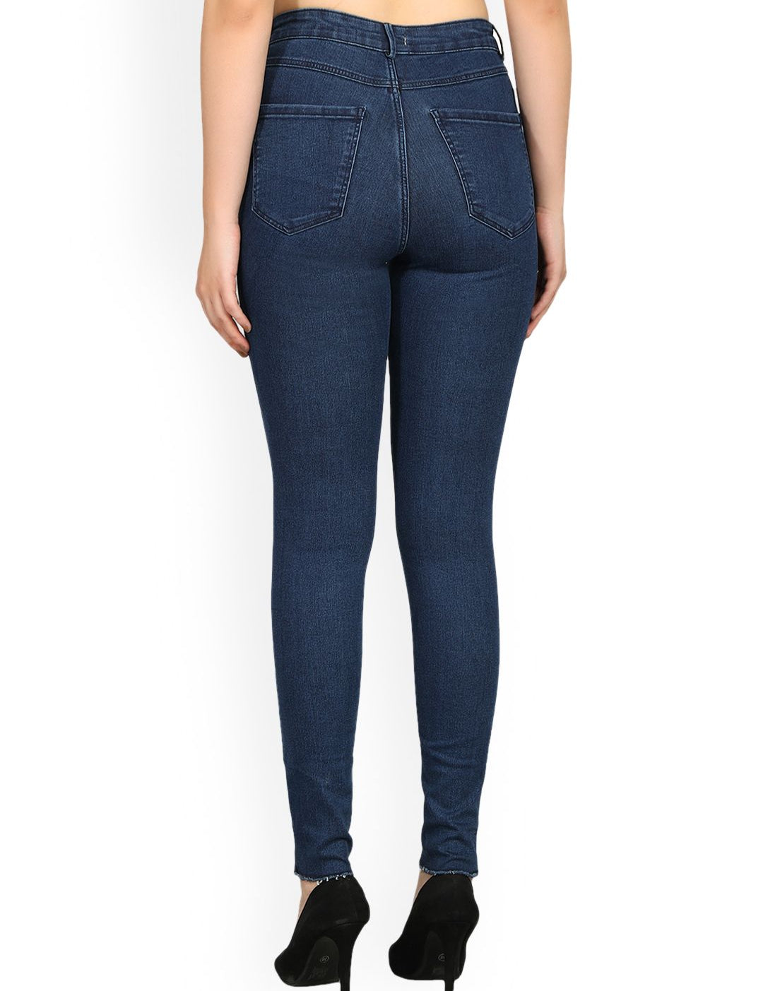 Kotty Women Blue Skinny Fit High-Rise Slash Knee Jeans