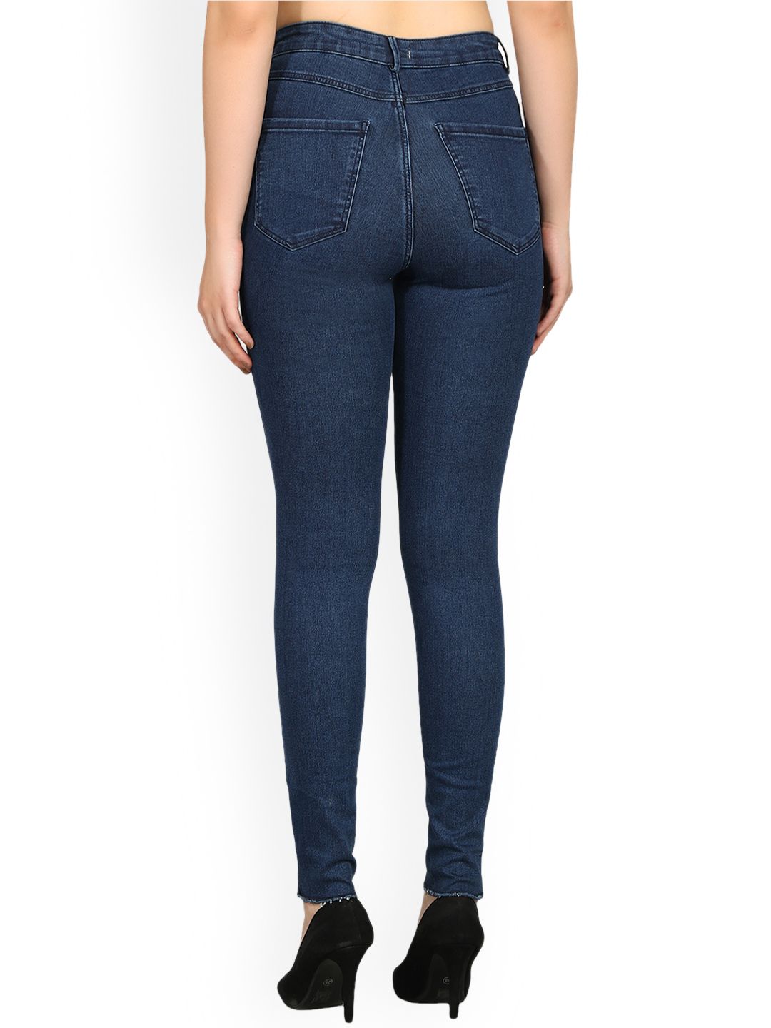 Kotty Women Blue Skinny Fit High-Rise Slash Knee Jeans