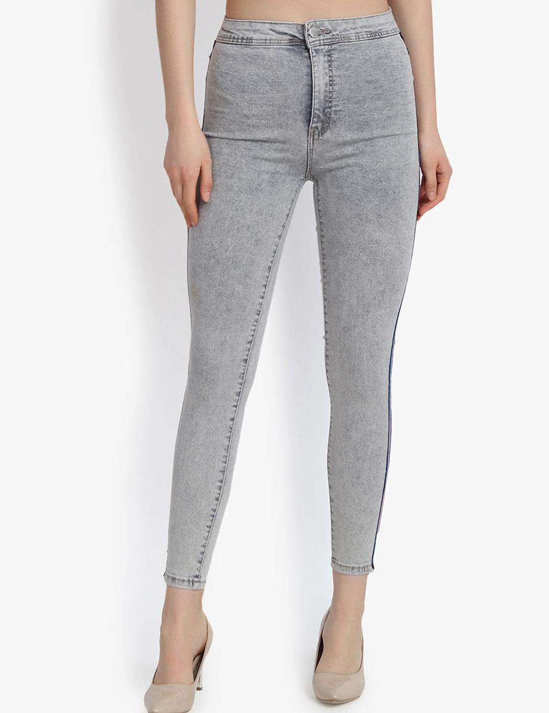 Kotty Women Grey Skinny Fit High-Rise Clean Look Jeans