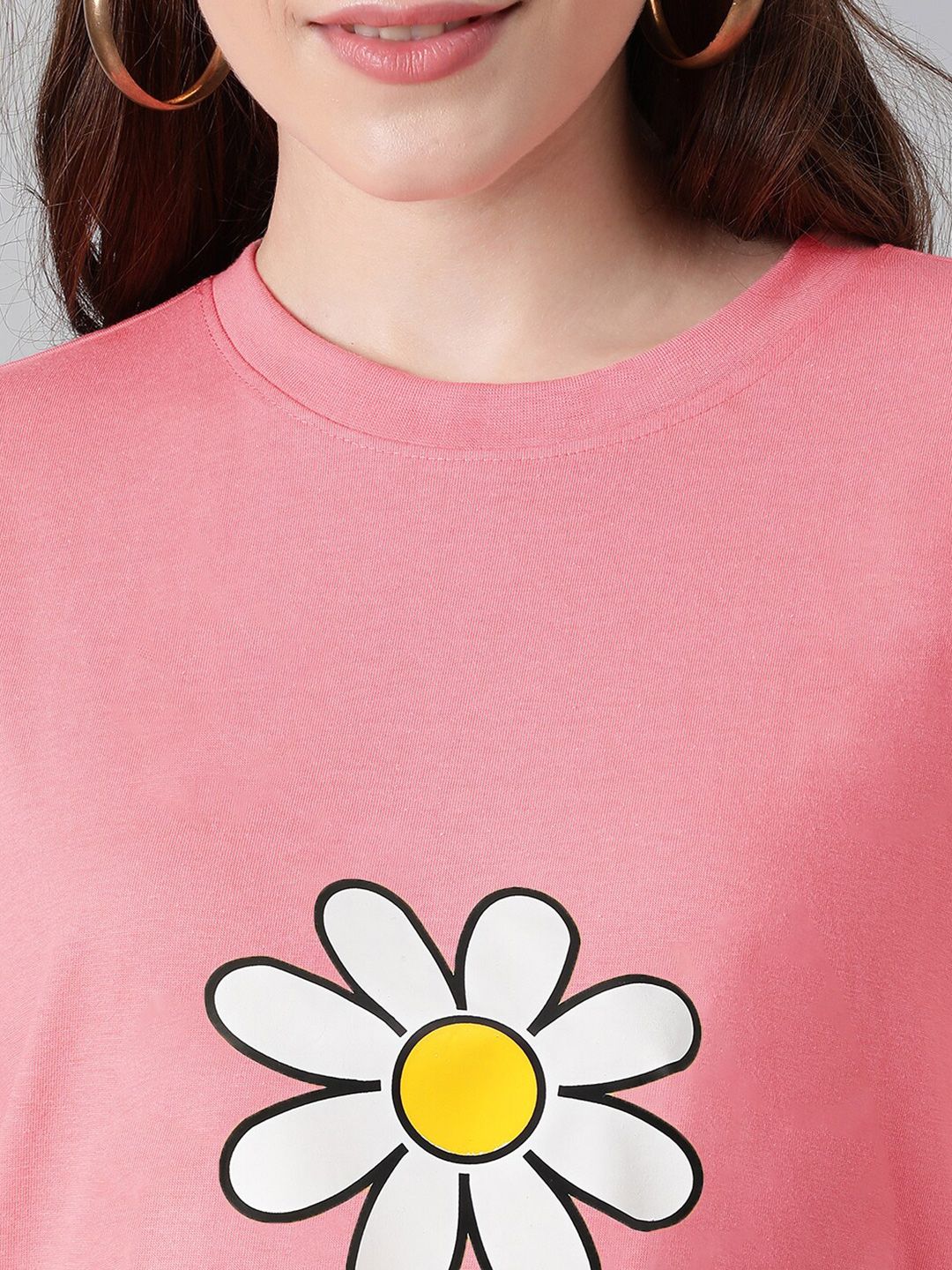 KOTTY Basics Graphic Printed Drop-Shoulder Sleeves Oversized T-shirt