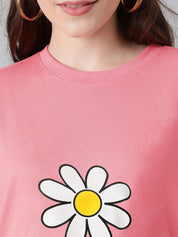 KOTTY Basics Graphic Printed Drop-Shoulder Sleeves Oversized T-shirt