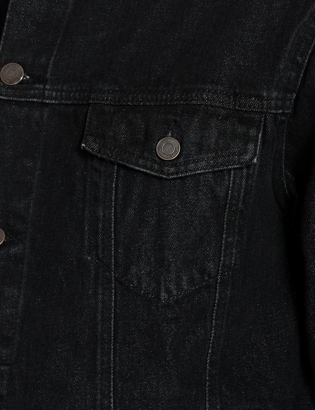 Kotty Men Black Printed Denim Jacket