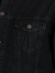 Kotty Men Black Printed Denim Jacket