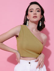 KOTTY Basics One Shoulder Fitted Crop Top