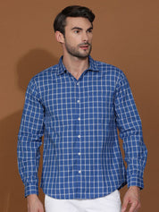 Kotty New Grid Tattersall Checks Spread Collar Casual Shirt