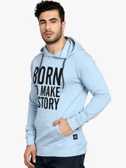 Kotty Men Blue Printed Hooded Sweatshirt