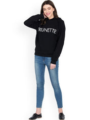 Kotty Women Black Printed Hooded Sweatshirt