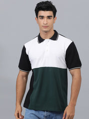 Kotty Colourblocked Polo Collar Cotton T-shirt