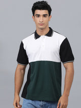 Kotty Colourblocked Polo Collar Cotton T-shirt