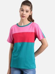 Kotty Women Multicoloured Pack of 2 Colourblocked Round Neck T-shirt
