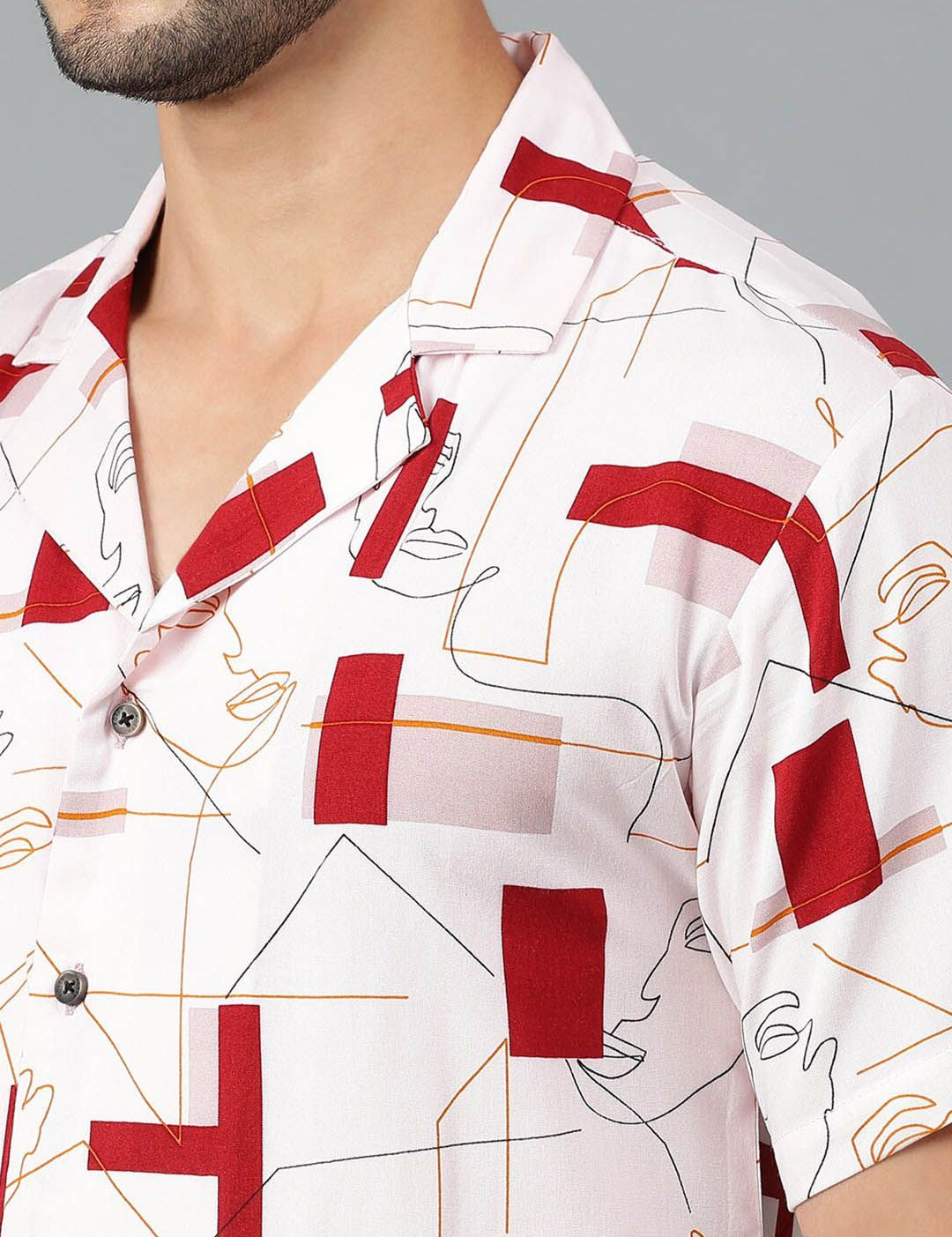 Kotty Men Cuban Collar Conversational Printed Casual Shirt