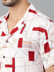 Kotty Men Cuban Collar Conversational Printed Casual Shirt