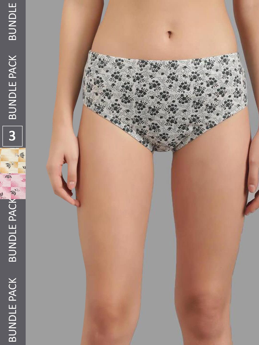 Kotty Women Pack Of 3 Floral Printed Cotton Hipster Briefs