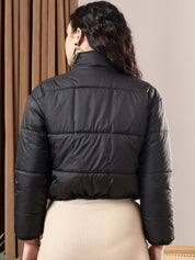Kotty Women Mock Collar Solid Casual Puffer Insulator Jacket