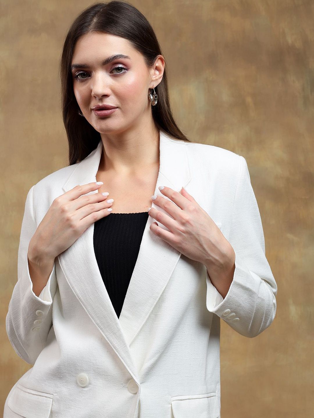 Kotty Notched Lapel Collar Long Sleeves Overcoat