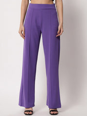 Kotty Women Relaxed Straight Leg Straight Fit High-Rise Easy Wash Trousers