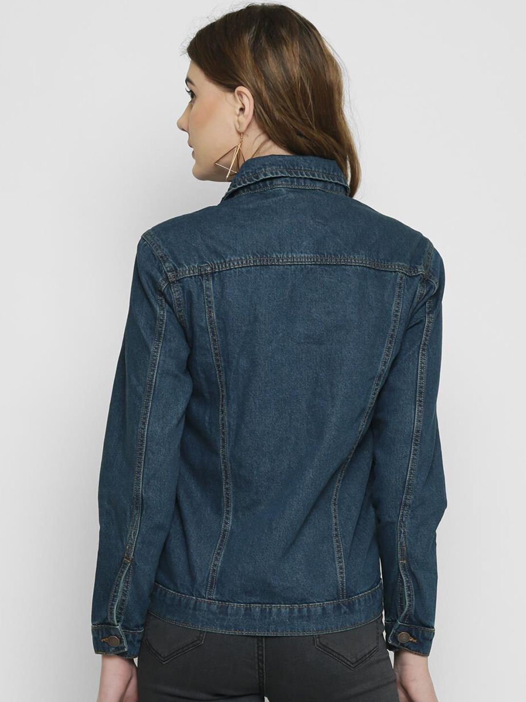 Kotty Women Blue Solid Denim Jacket