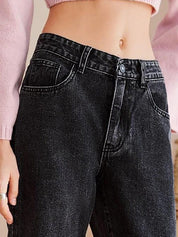 Kotty Women Black Jean Straight Fit Mid-Rise Clean Look Stretchable Jeans