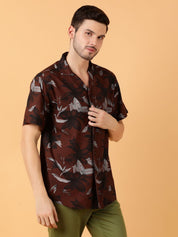 Kotty Men Relaxed Spread Collar Graphic Printed Cotton Casual Shirt