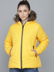 Kotty Women Yellow Hooded Puffer Jacket