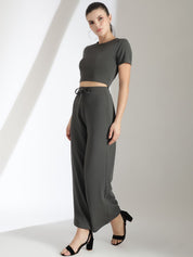 Kotty Grey Round Neck Top With Trousers