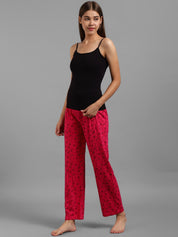 Kotty Women Pink & Black Floral Print Lounge Pants