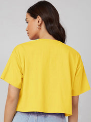 KOTTY Basics Women Solid Round Neck  Oversized T-shirt