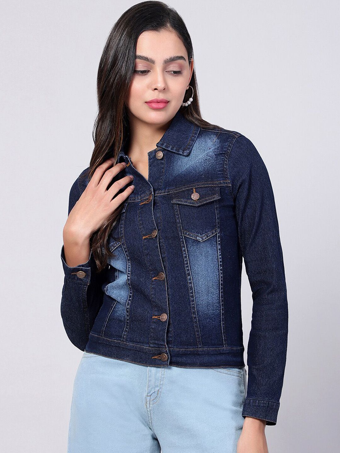 Kotty Women Washed Cotton Outdoor Denim Jacket 