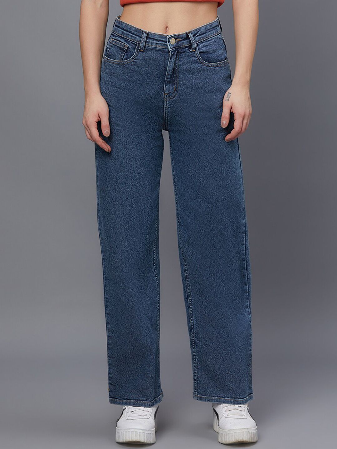 Kotty Women Blue Jean Straight Fit Light Fade Stretchable Jeans