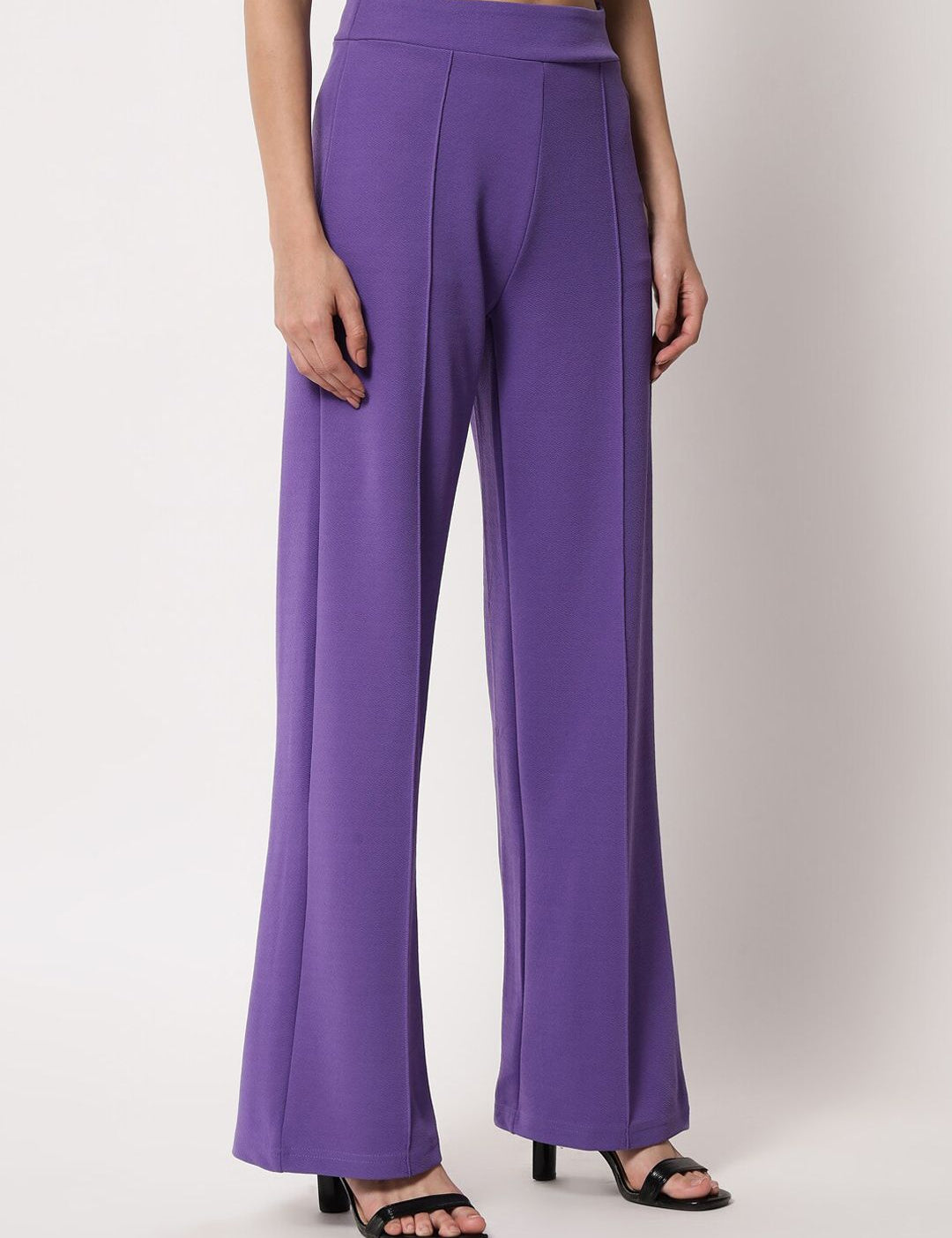 Kotty Women Purple Relaxed Straight Fit High-Rise Easy Wash Trouser
