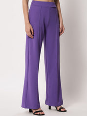 Kotty Women Purple Relaxed Straight Fit High-Rise Easy Wash Trouser