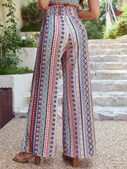 Kotty Women Striped Straight Fit High-Rise Easy Wash Cotton Parallel Trousers