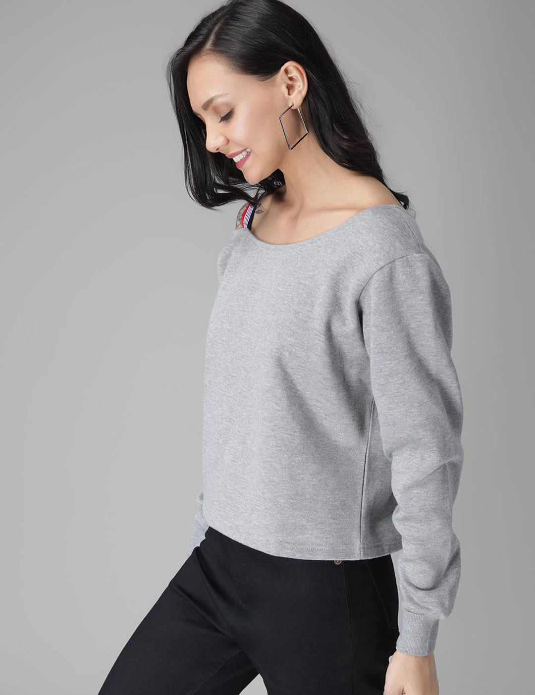 Kotty Women Grey Solid Sweatshirt