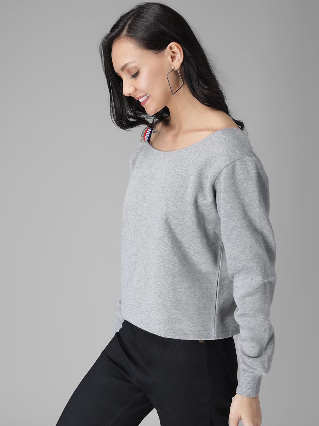 Kotty Women Grey Solid Sweatshirt