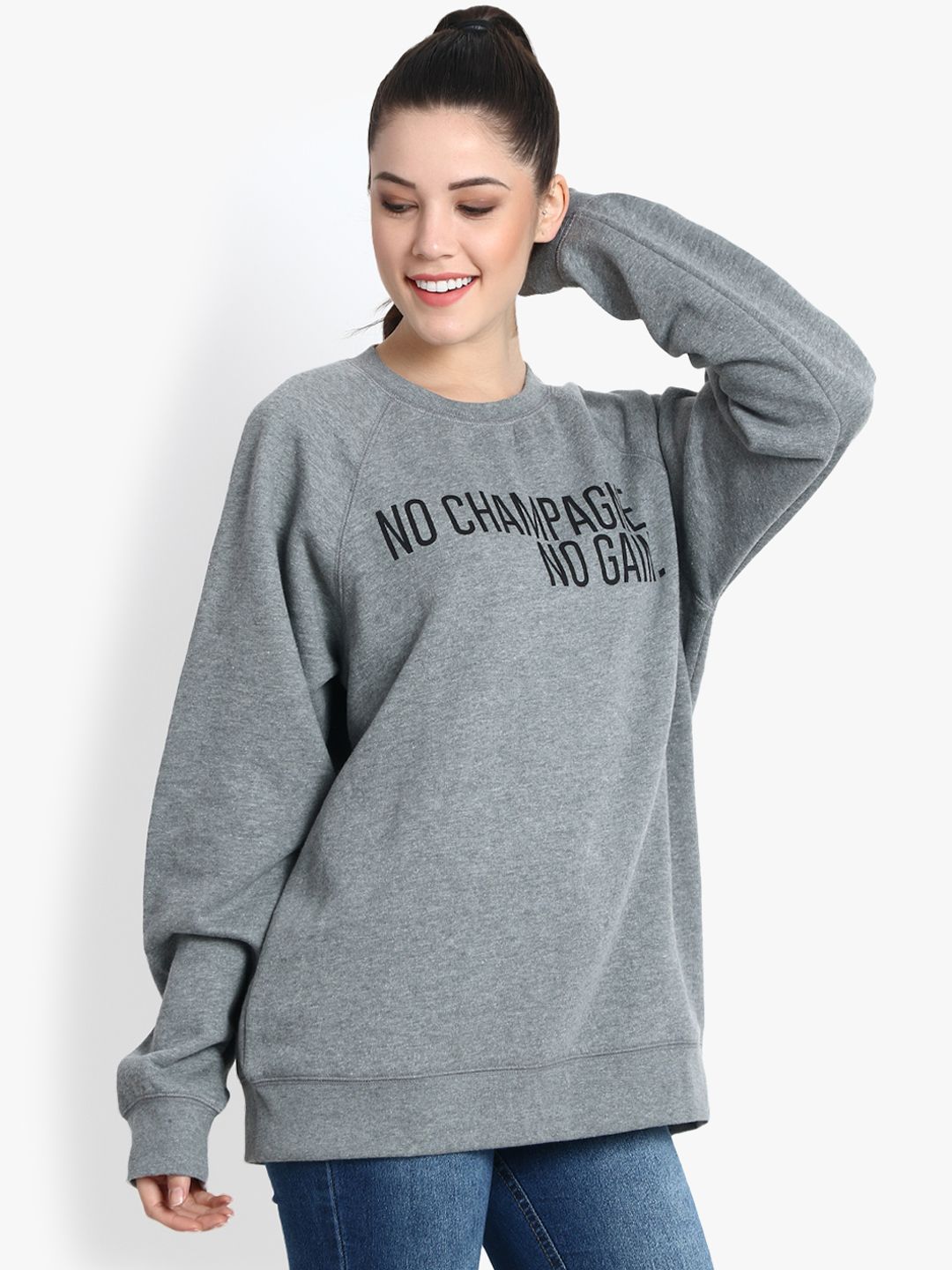 Kotty Women Grey Printed Sweatshirt
