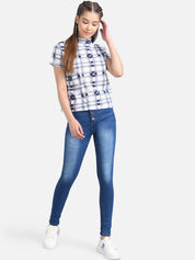 Kotty Women White Checked Pure Cotton Top